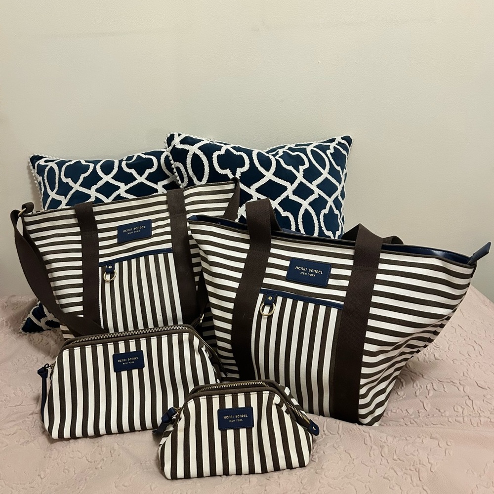 Lot of Henri Bendel Canvas Totes and Cosmetic Bags